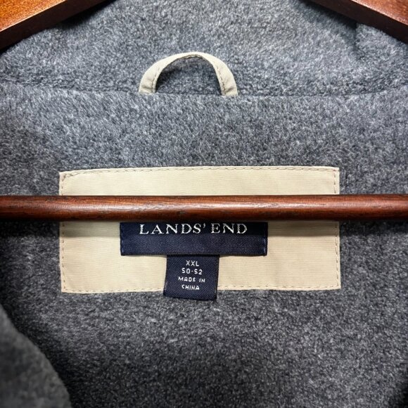 Lands End Winter Coat Beige Full Zip Grandpa Outdoor Long Sleeve Casual Mens XXL - Picture 3 of 6